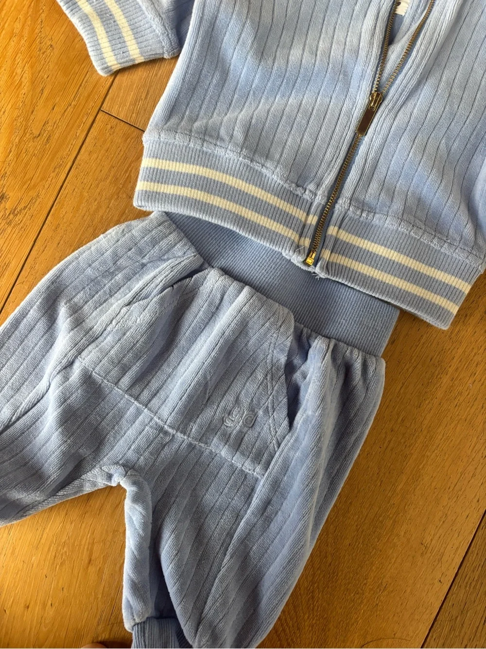 Light Blue Baby Two-Piece Zip Jacket & Pants Set